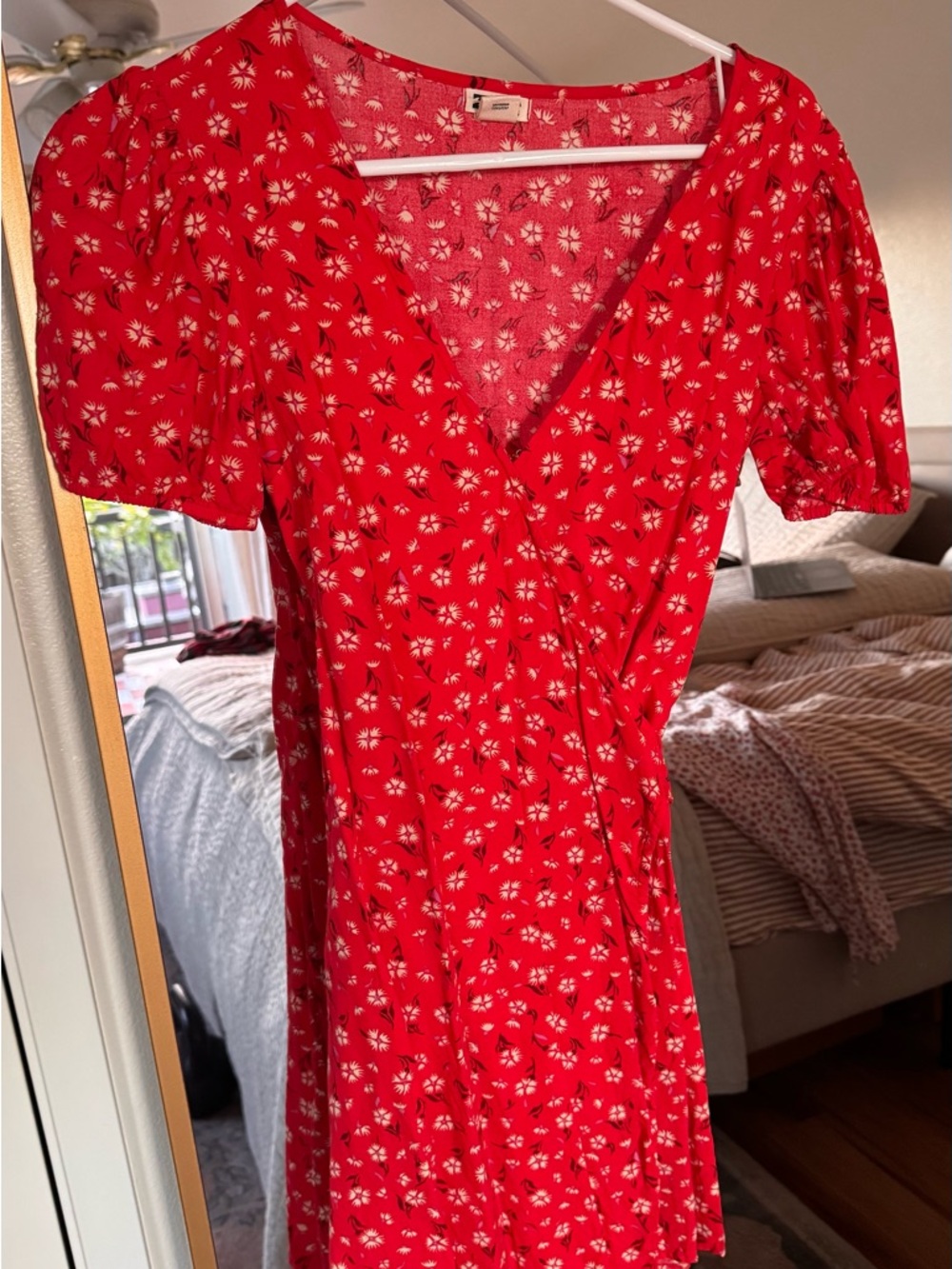 Billabong Red Floral V-Neck Mini Dress